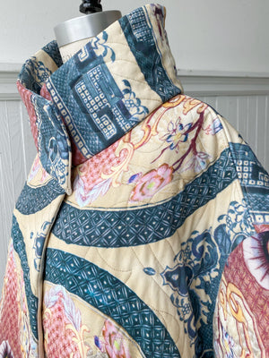 transferware quilted cotton twill coat