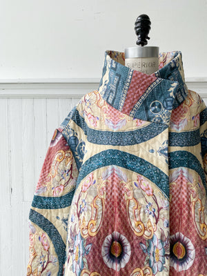 transferware quilted cotton twill coat
