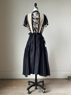 19th century floral stripe patched tiered dress xs,s,m,l