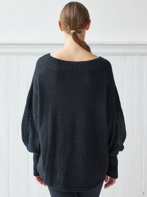 black peasant knit top