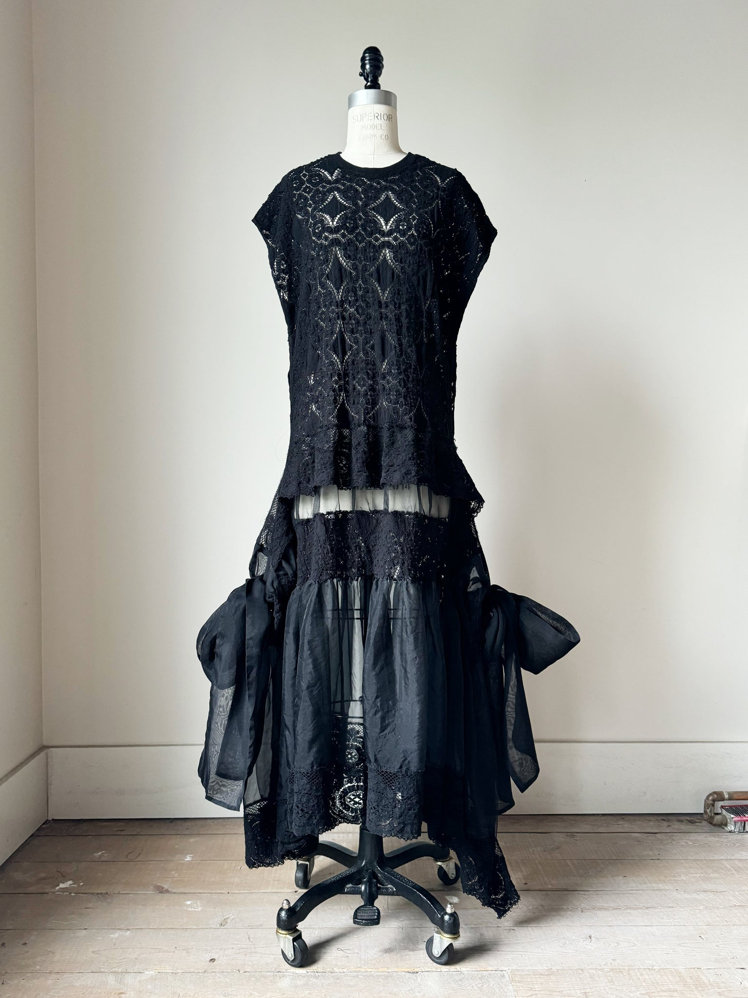 black lace apron dress