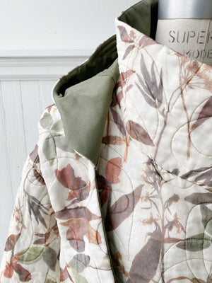 botanical light quilted silk organza coat