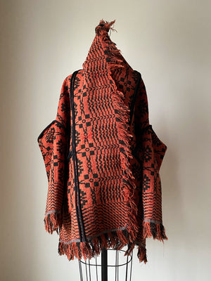 red and black overshot coverlet cocoon