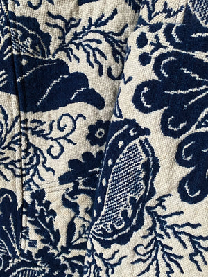 blue and off white antique coverlet cocoon