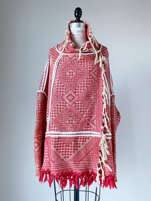 diamond and checkered cocoon with fringe