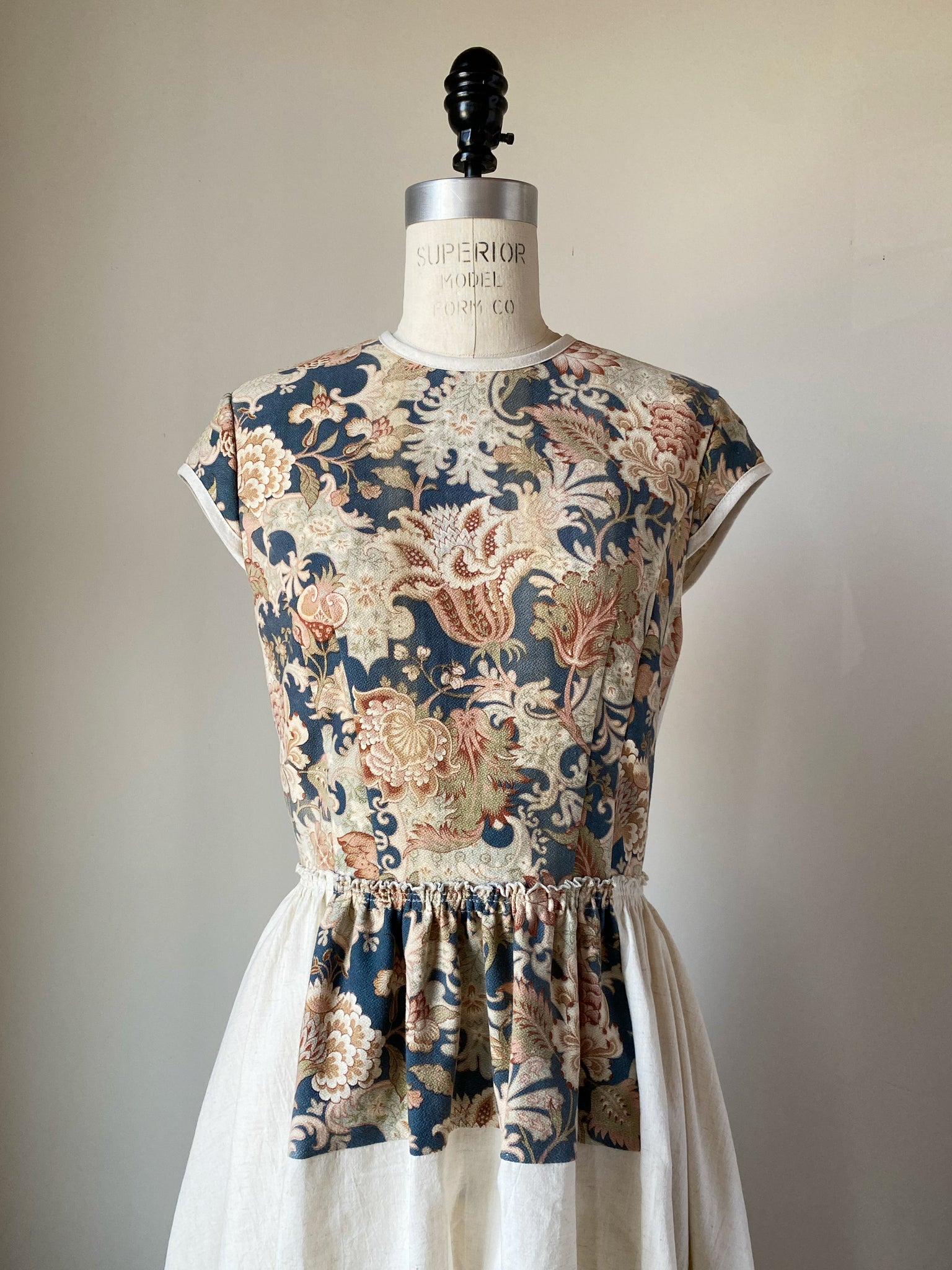 19th century jacobian floral  patched lillian dress m