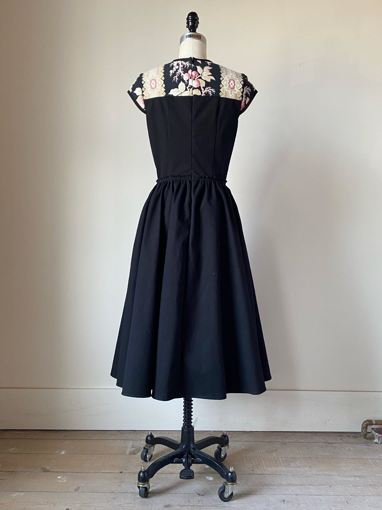 19th century floral stripe patched lillian dress s,m
