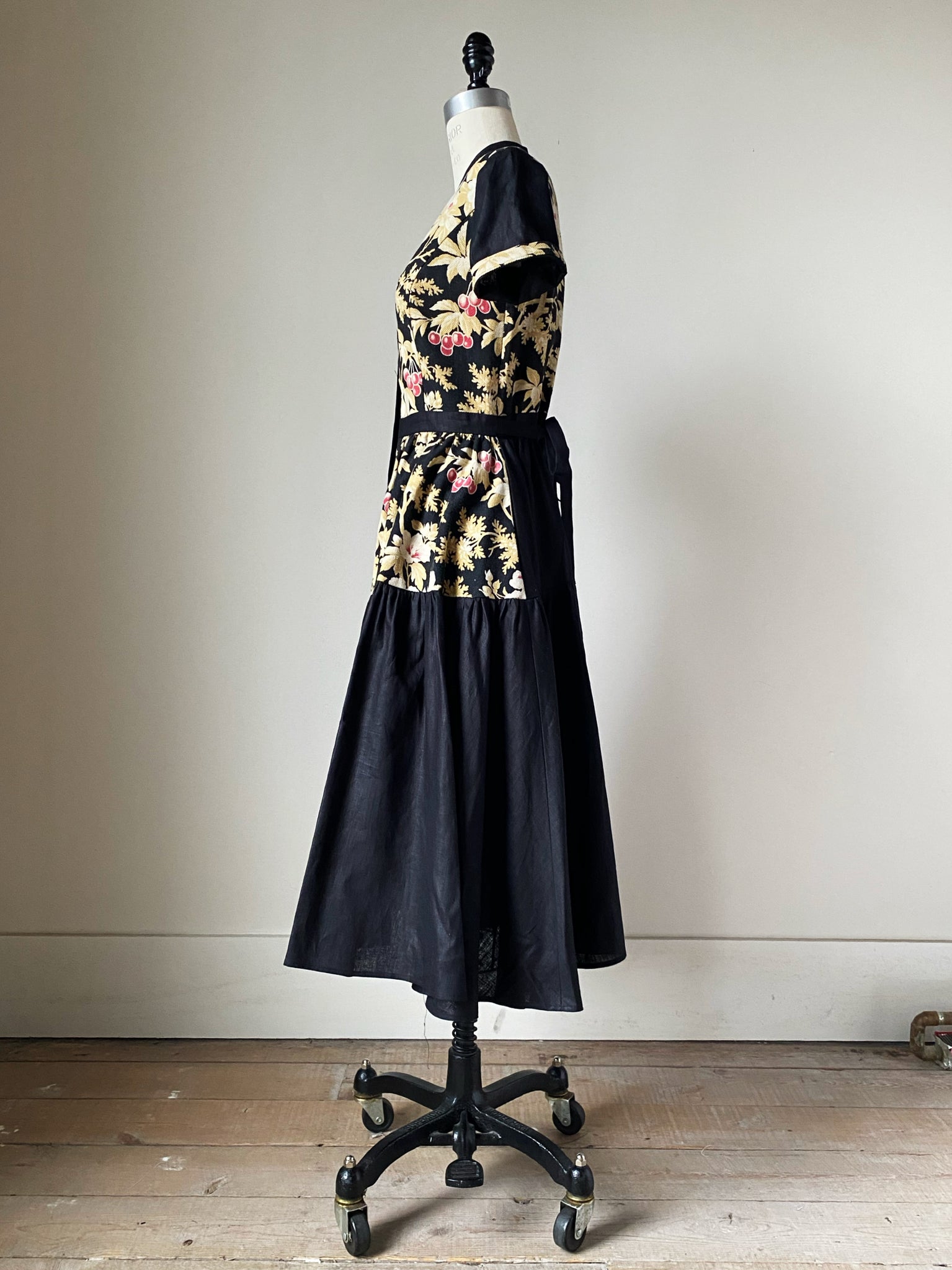 19th century cherry tree patched tiered dress xs,s