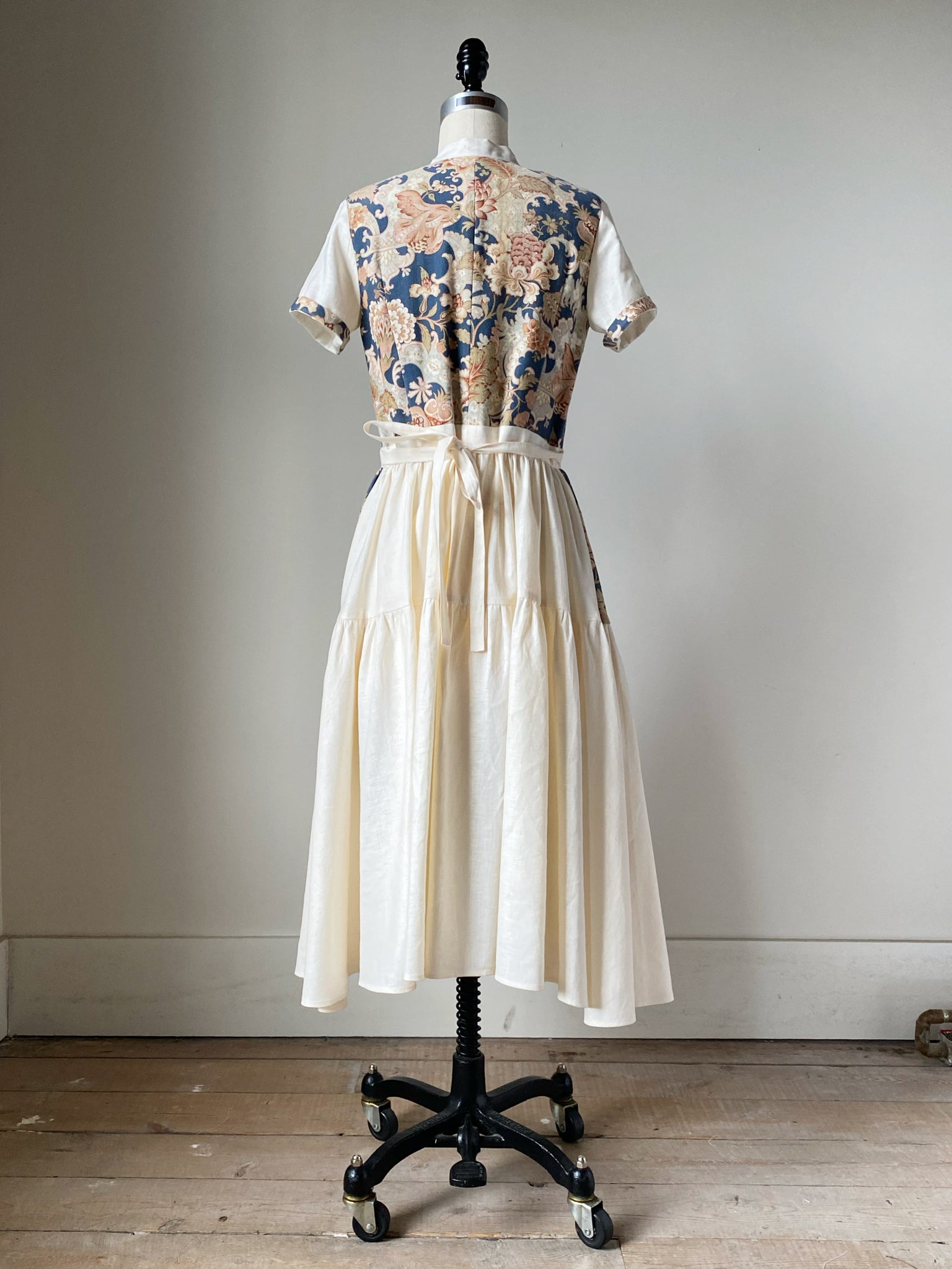 19th century jacobian floral patched tiered dress xs,s,m,l