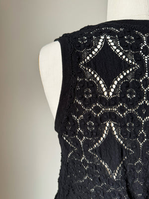 black cotton lace and silk organza apron gown