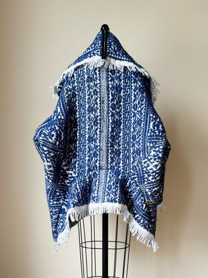 blue and white dutch floral coverlet cocoon coat and jacket combo