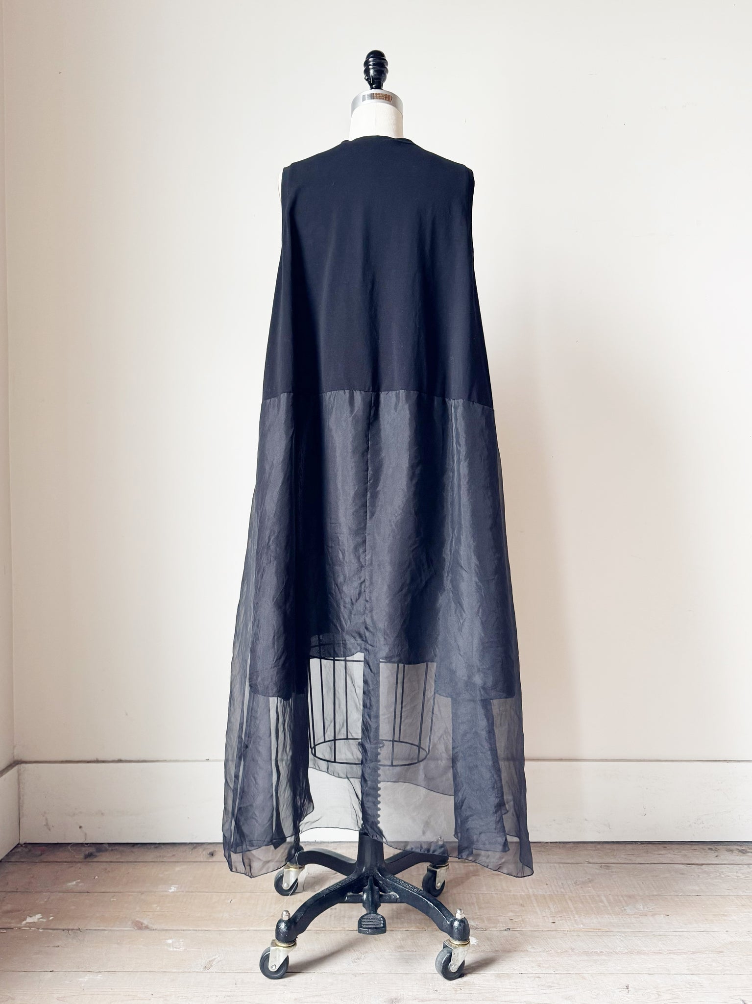 cotton jersey and silk organza trapeze dress