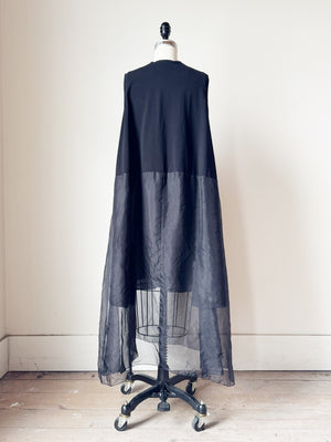 cotton jersey and silk organza trapeze dress