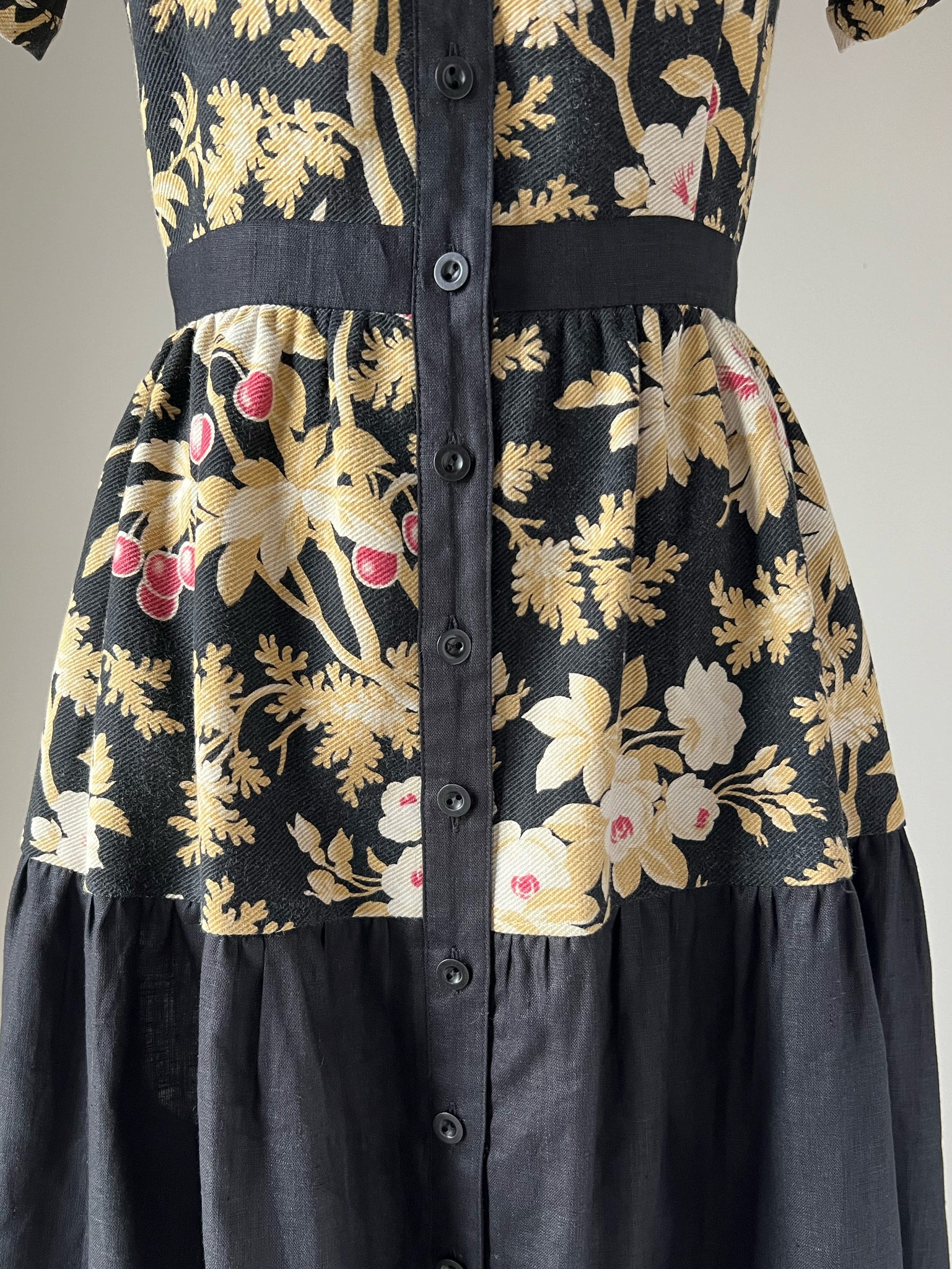 19th century cherry tree patched tiered dress xs,s