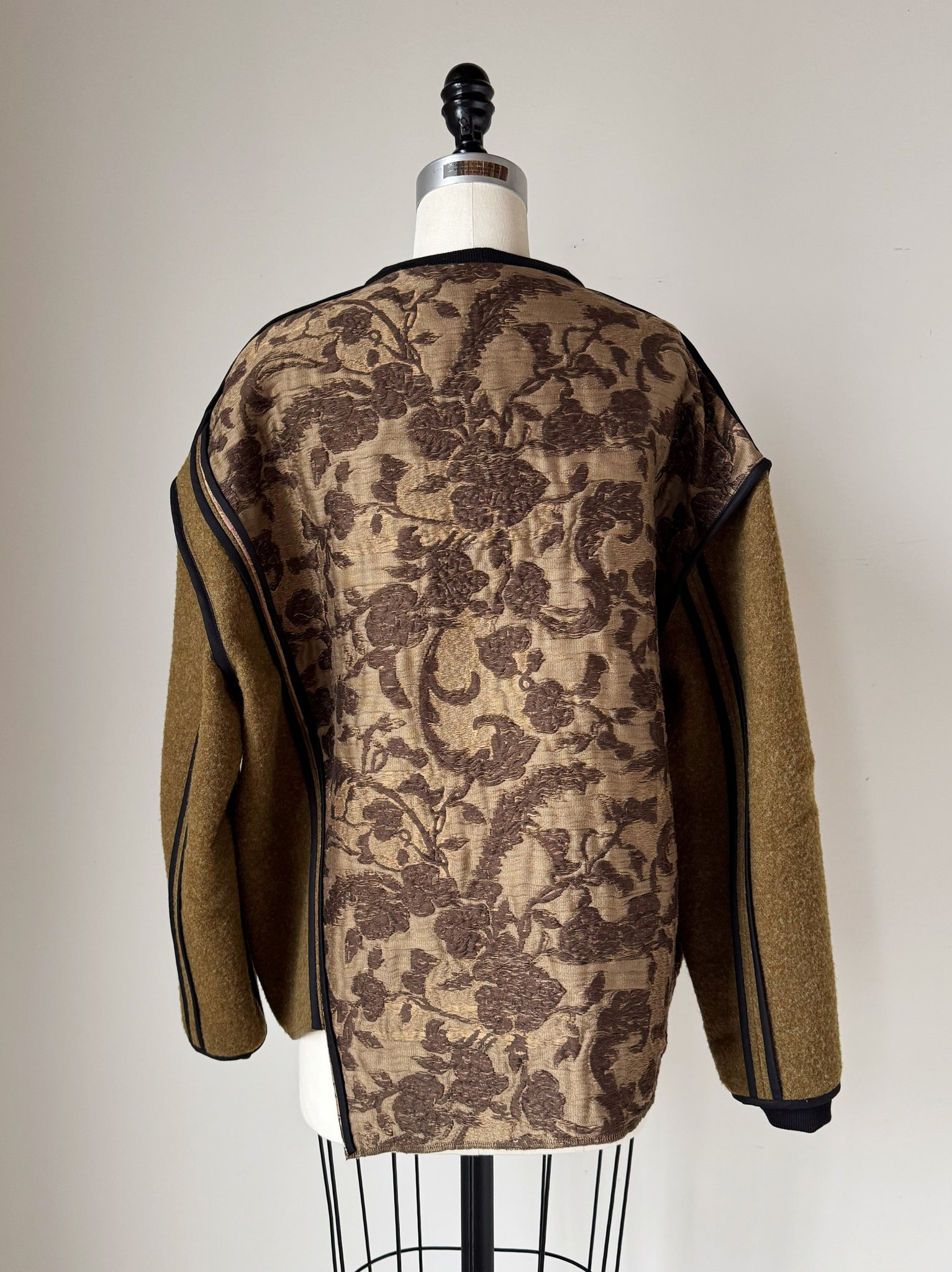 patched archival GG jacquard vintage army blanket sweatshirt