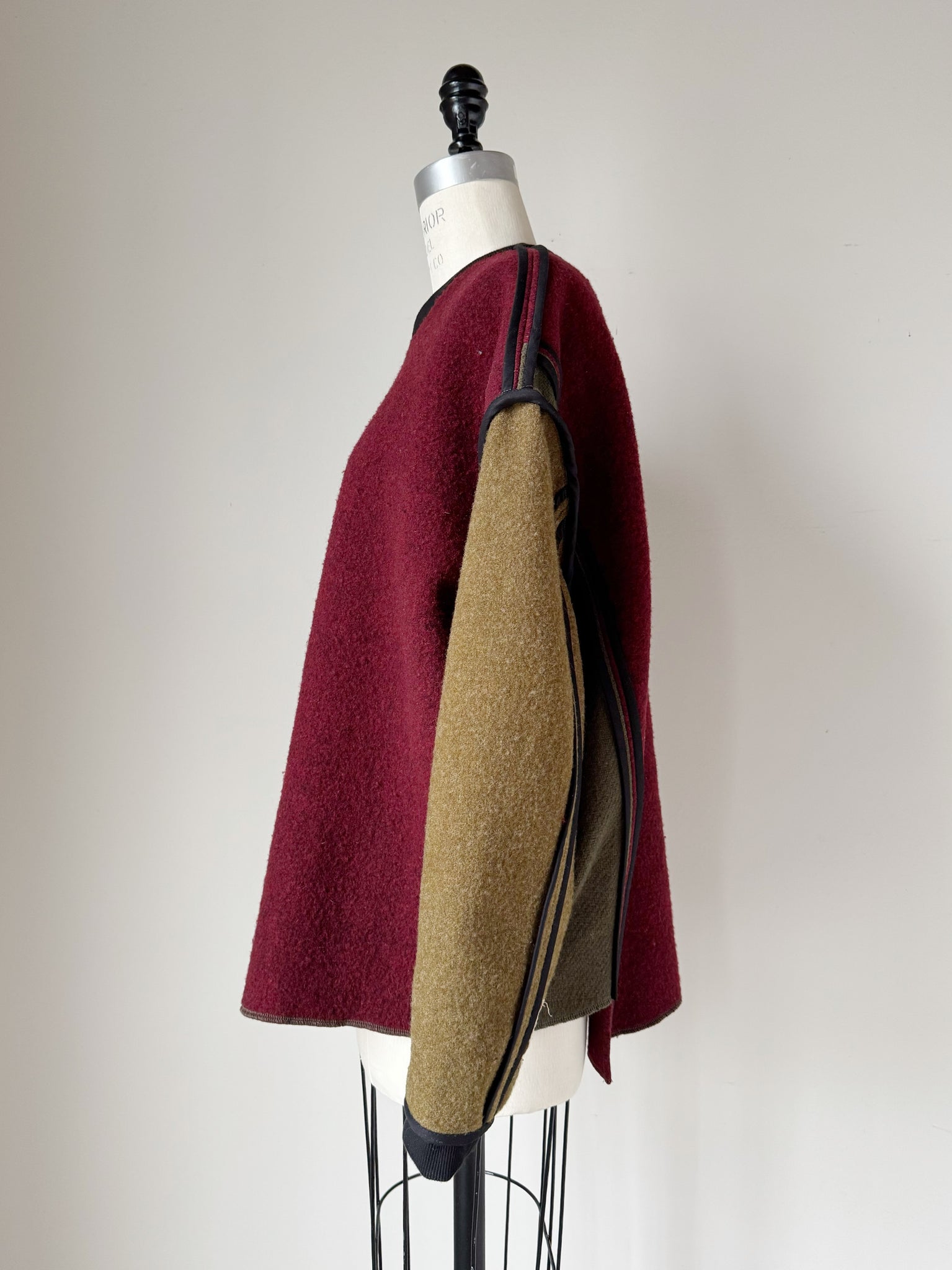 patched vintage army blanket sweatshirt