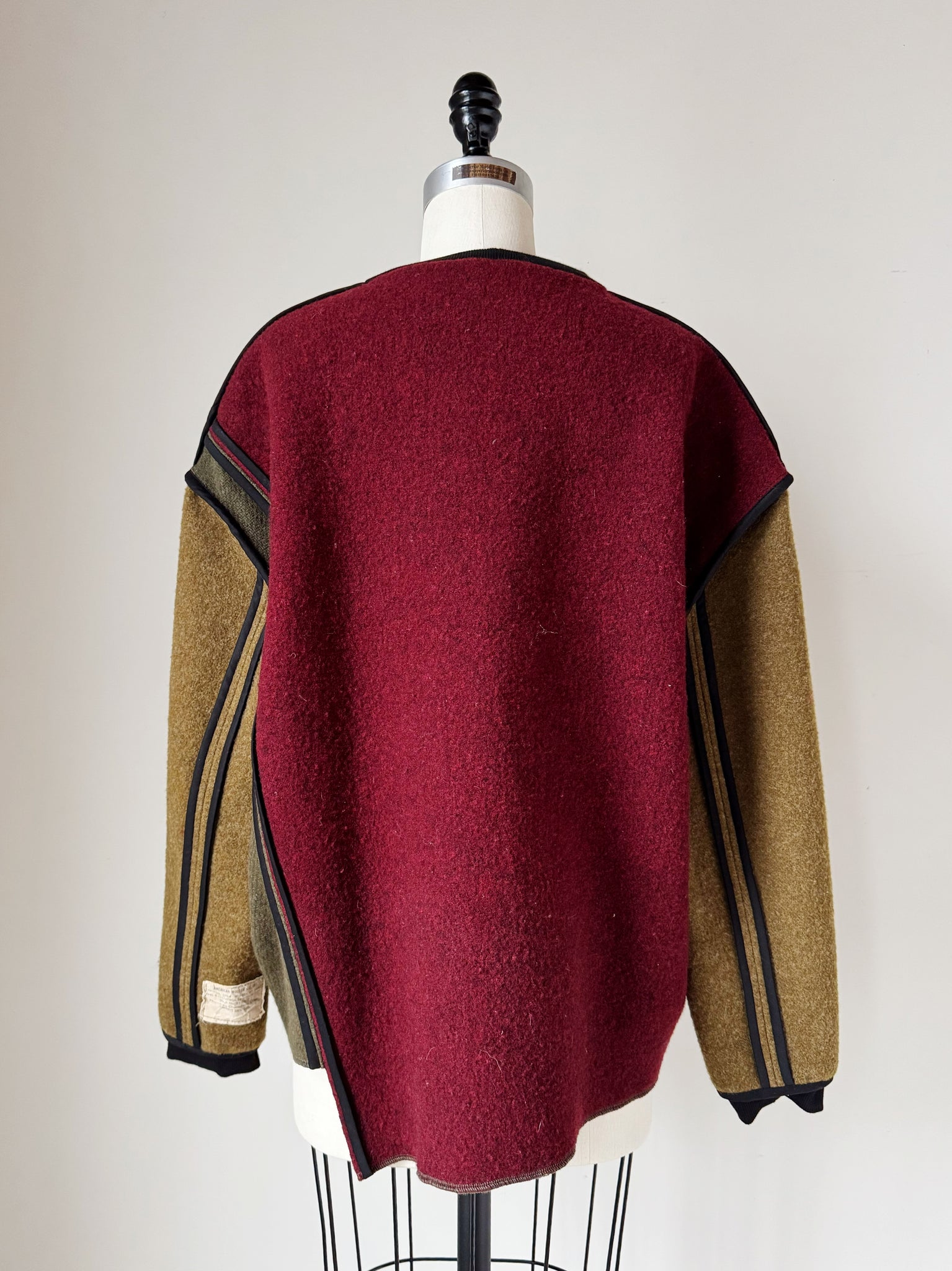 patched vintage army blanket sweatshirt