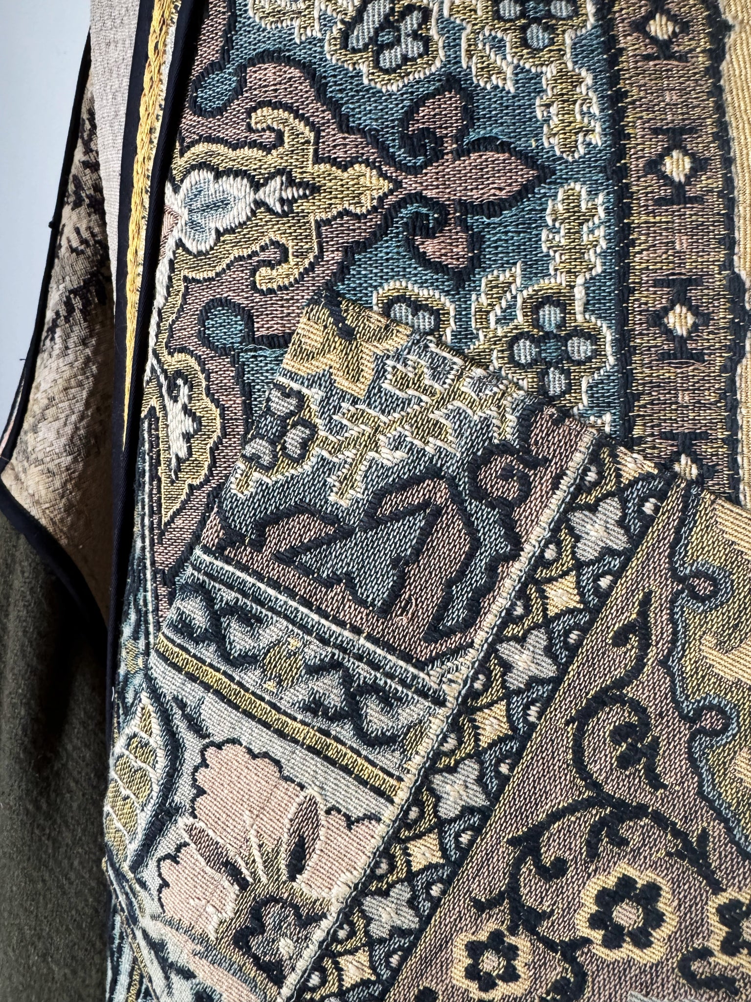 1880's french jacquard with vintage army blanket and tapestry #2