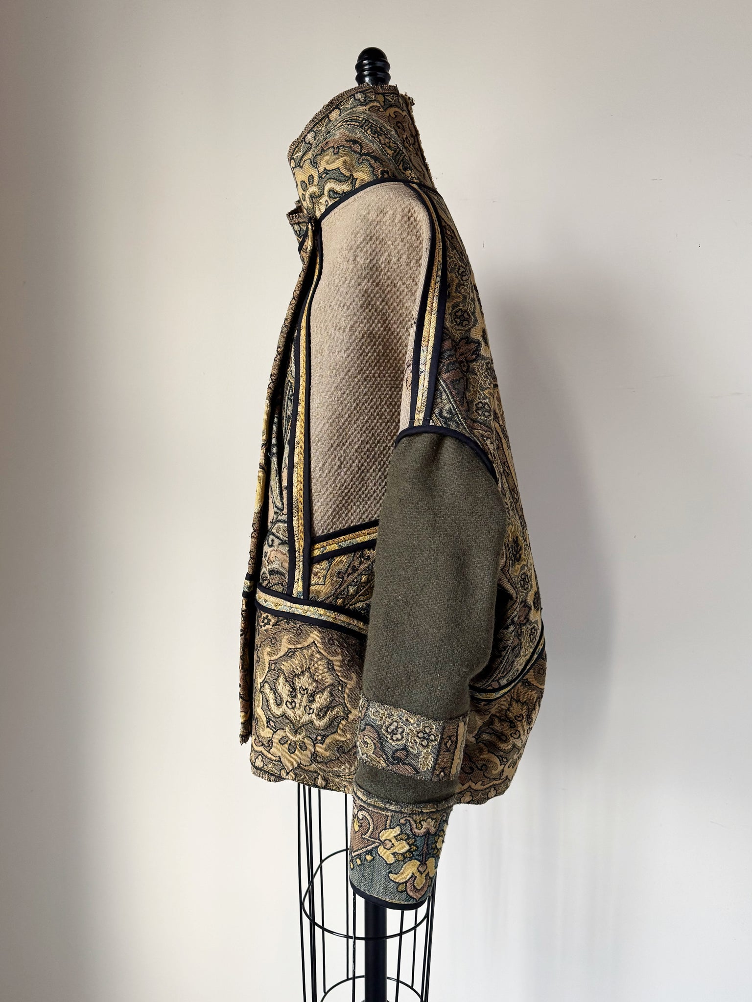 1880's french jacquard with vintage army blanket and tapestry #2