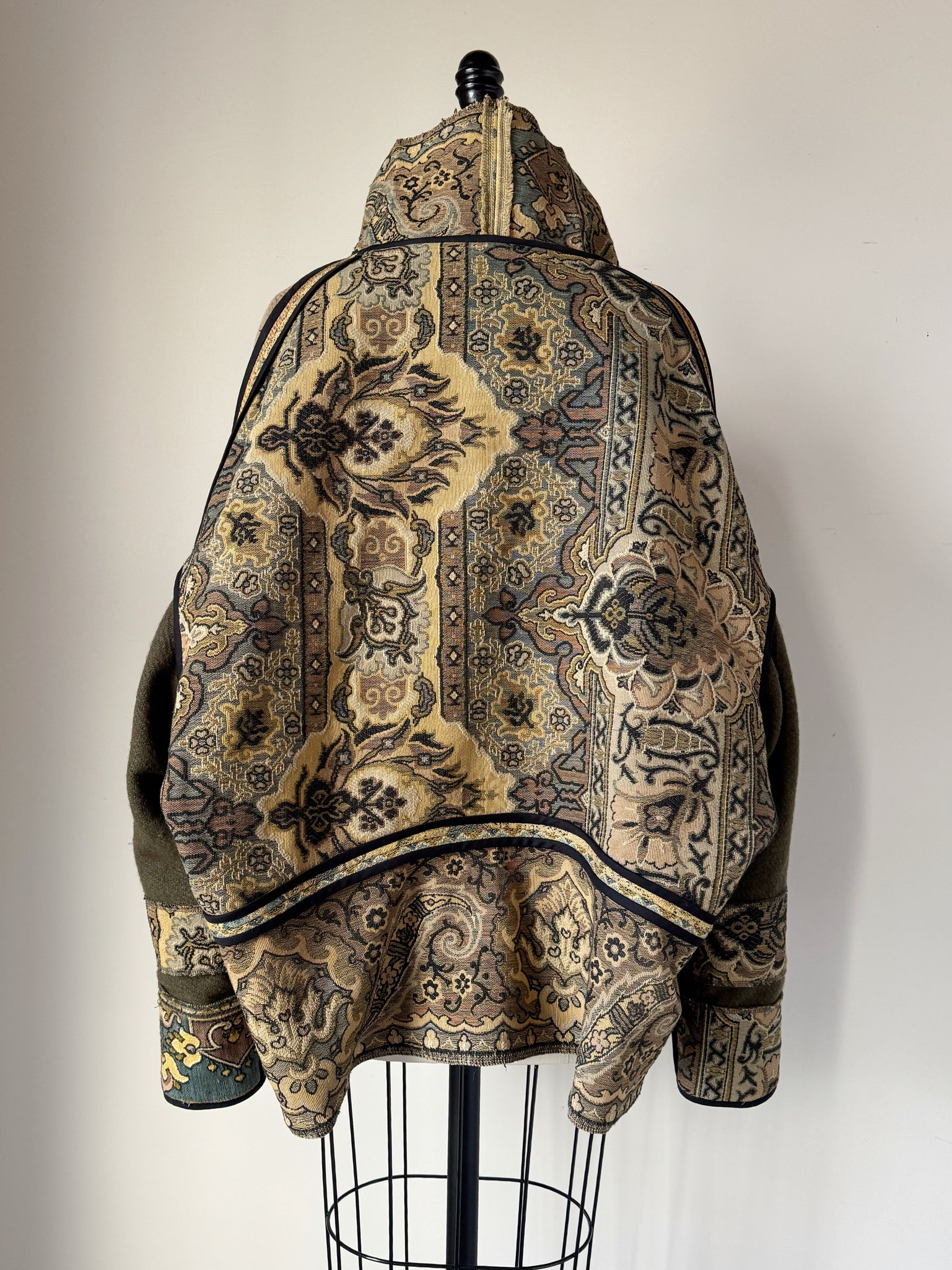 1880's french jacquard with vintage army blanket and tapestry #2