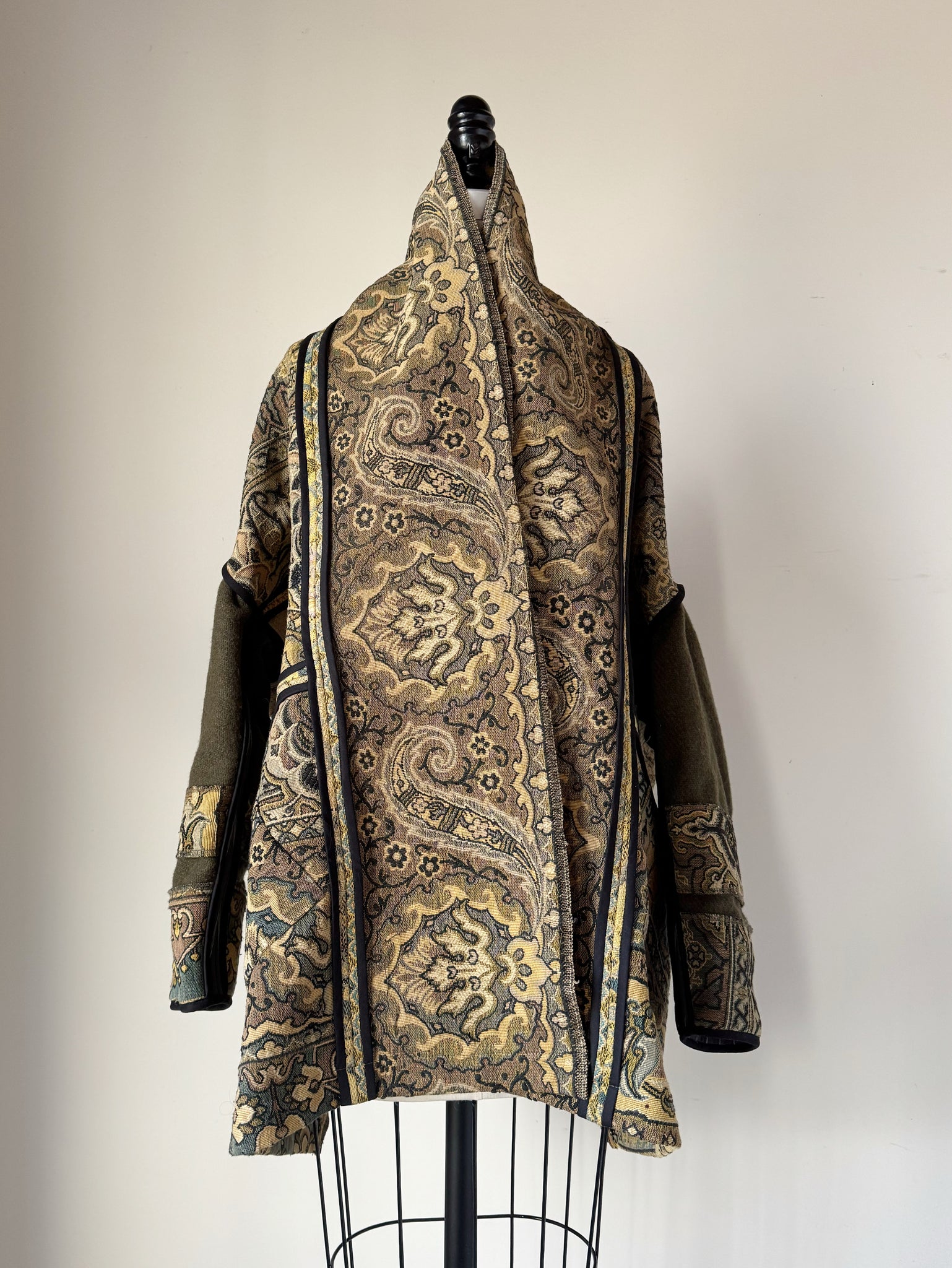 1880's french jacquard with vintage army blanket and tapestry #2