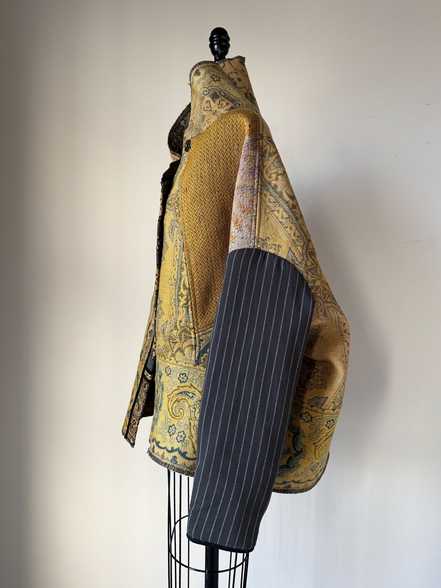 1880's french jacquard with vintage army blanket and tapestry #2