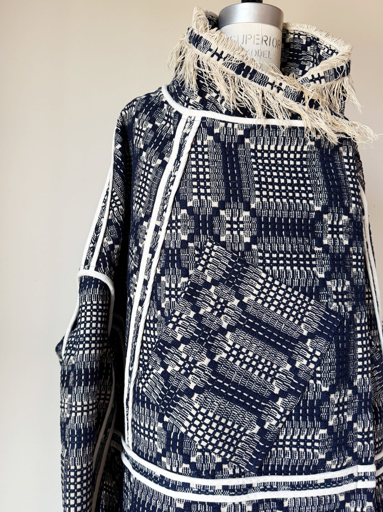 antique overshot coverlet cocoon jacket/coat