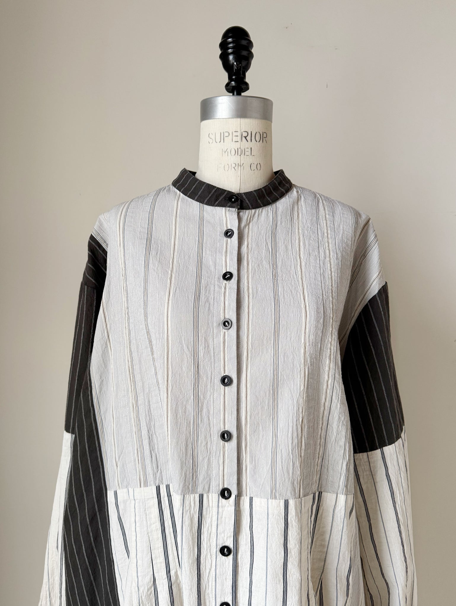 patched stripe work shirt dress version 2