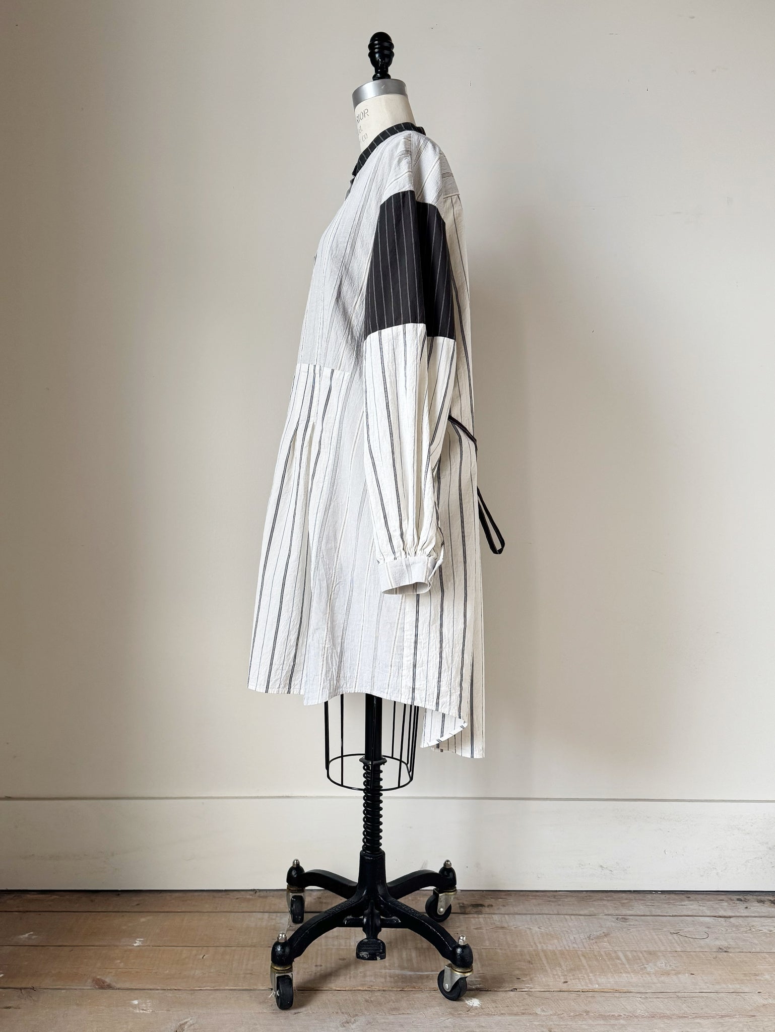patched stripe work shirt dress version 1