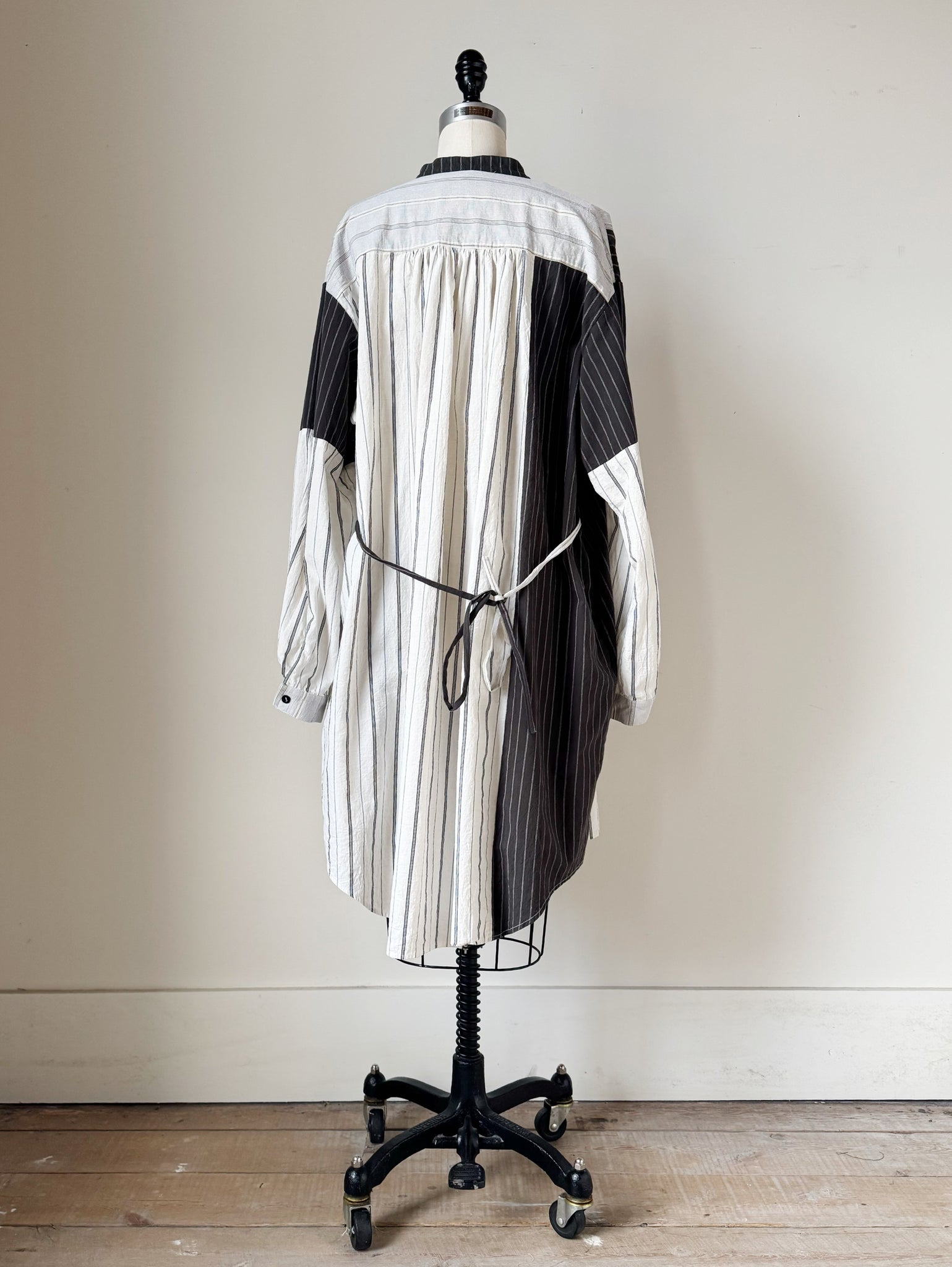 patched stripe work shirt dress version 1