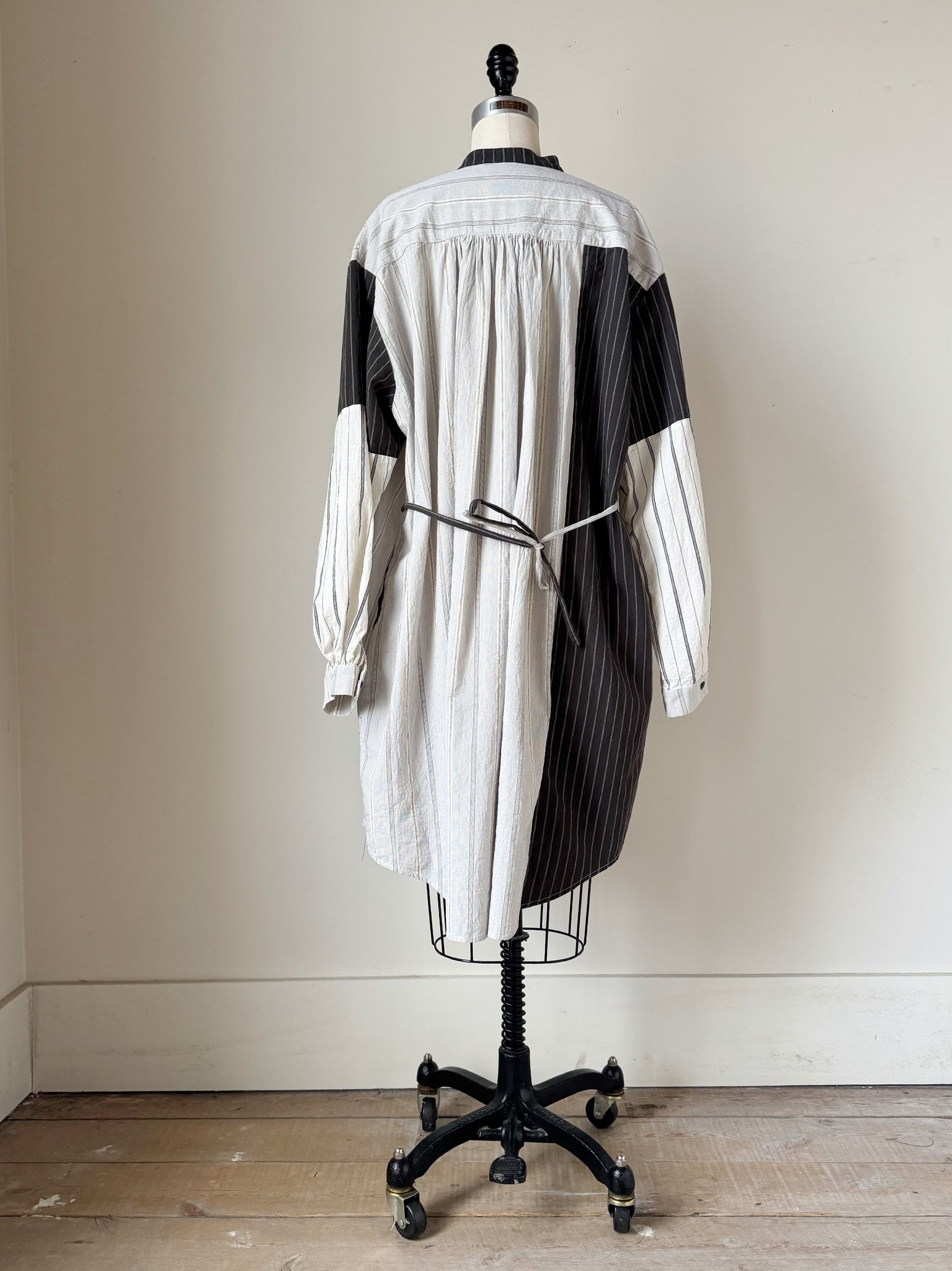 patched stripe work shirt dress version 2