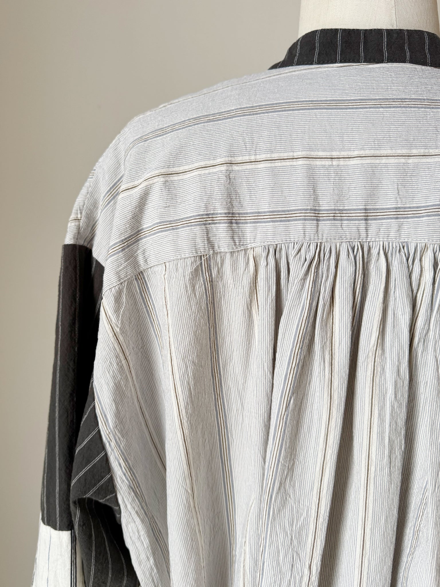 patched stripe work shirt dress version 2