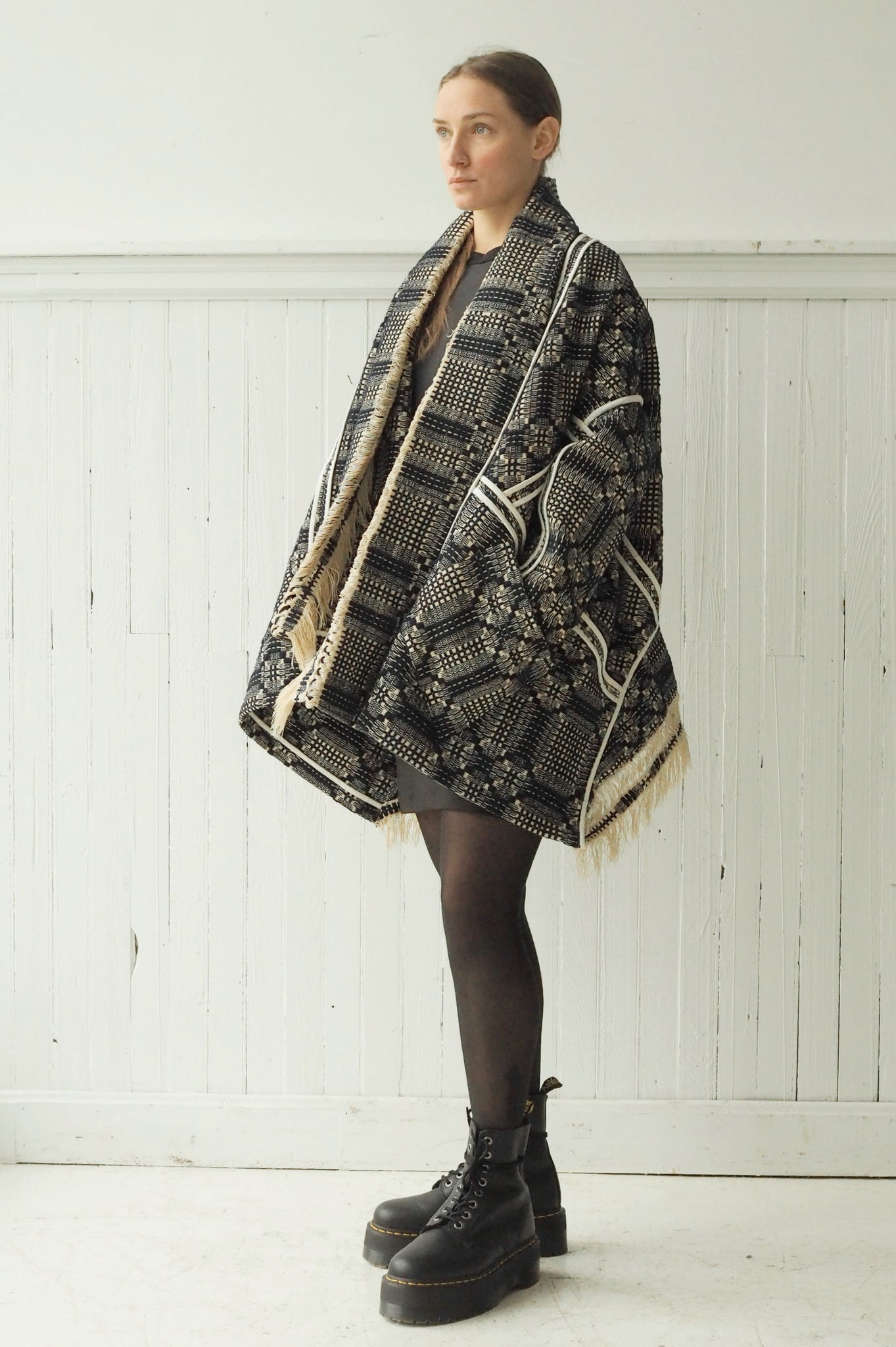 antique overshot coverlet cocoon jacket/coat