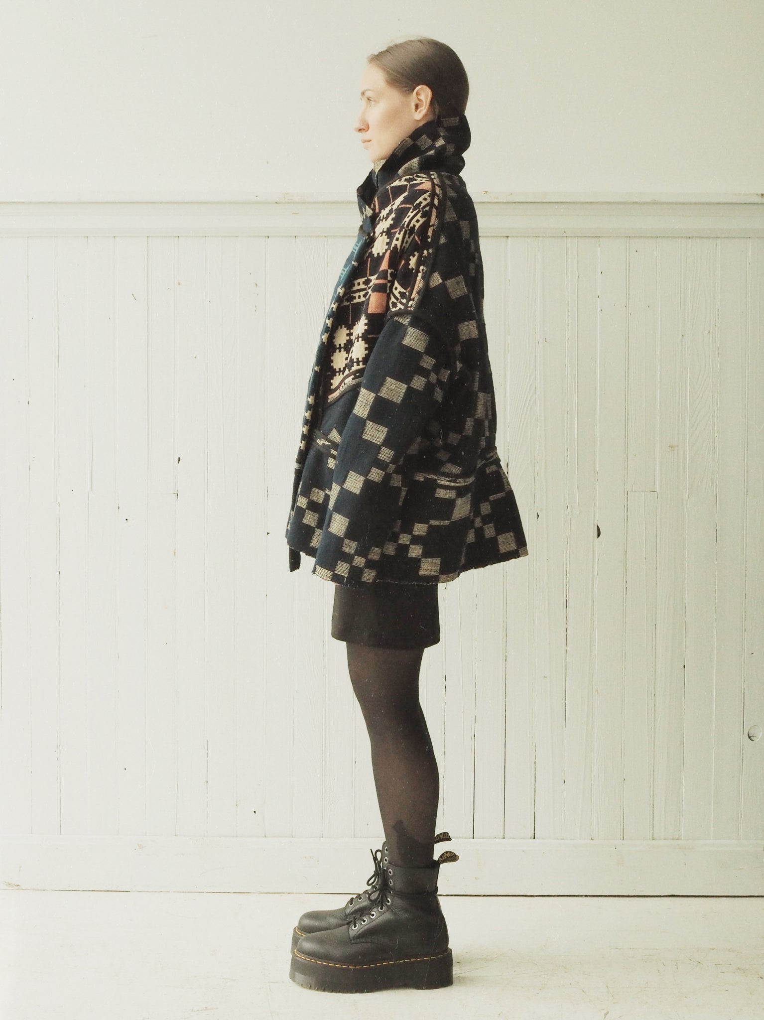 patched multi navy and blues antique coverlet cocoon