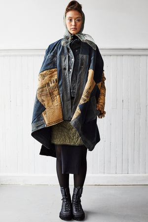 Rome tapestry and archival denim cocoon
