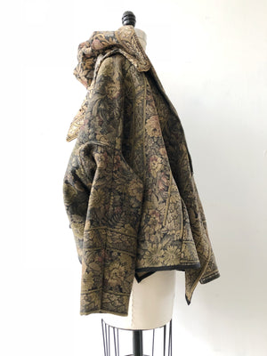 floral tapestry with hood