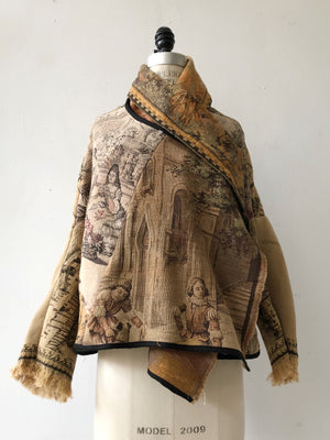 cropped tapestry cocoon with hood