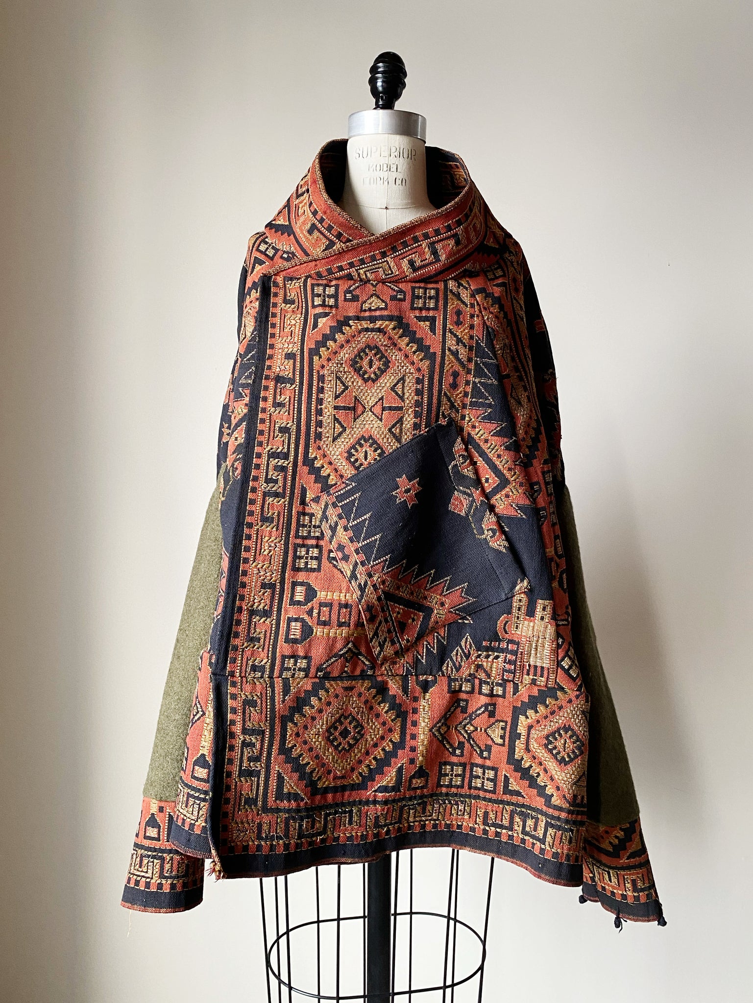 victorian jacquard and army blanket cocoon 2