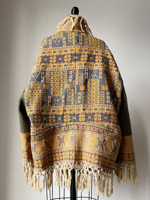 victorian jacquard and army blanket cocoon 3