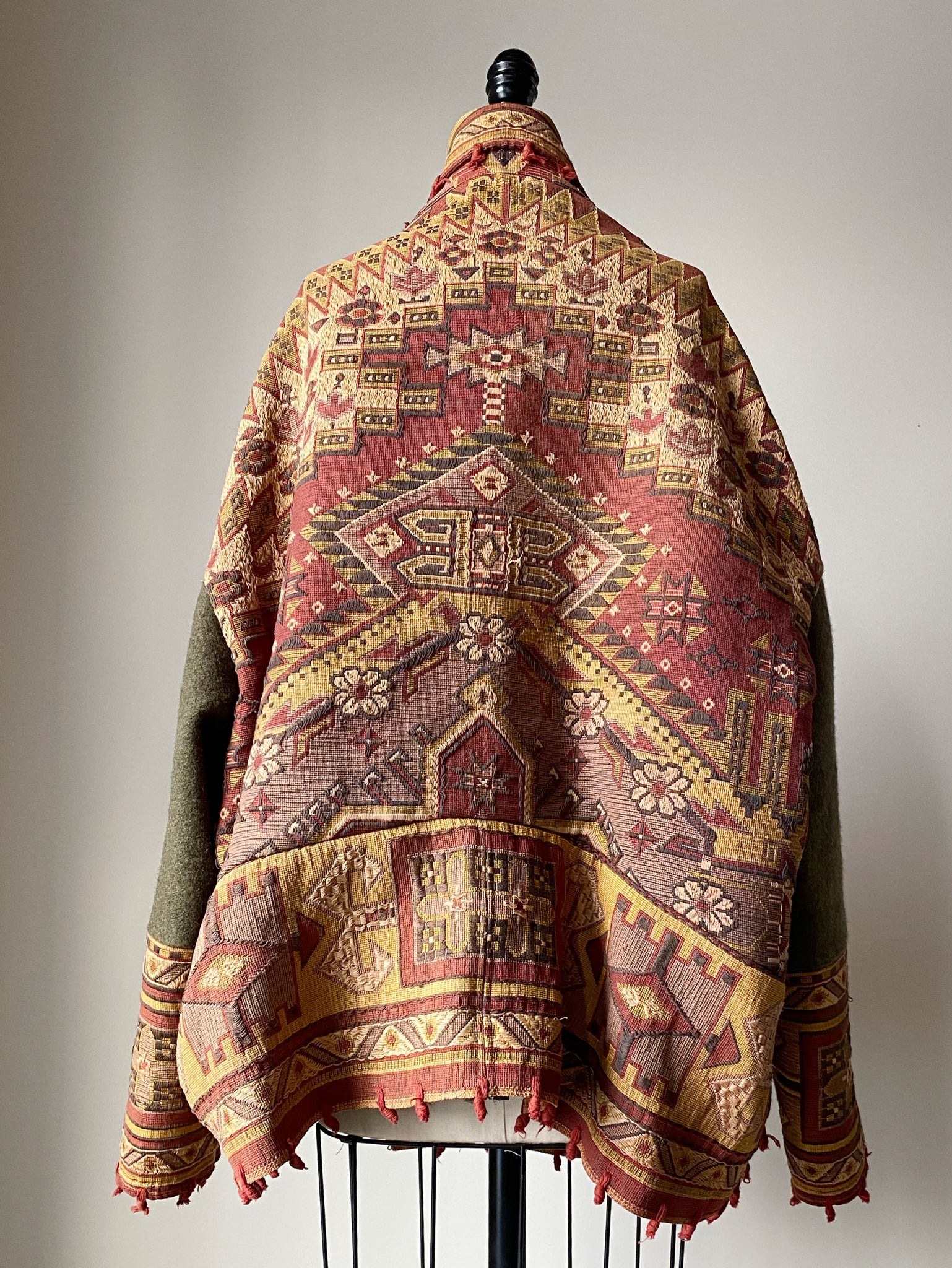 victorian jacquard and army blanket cocoon 4