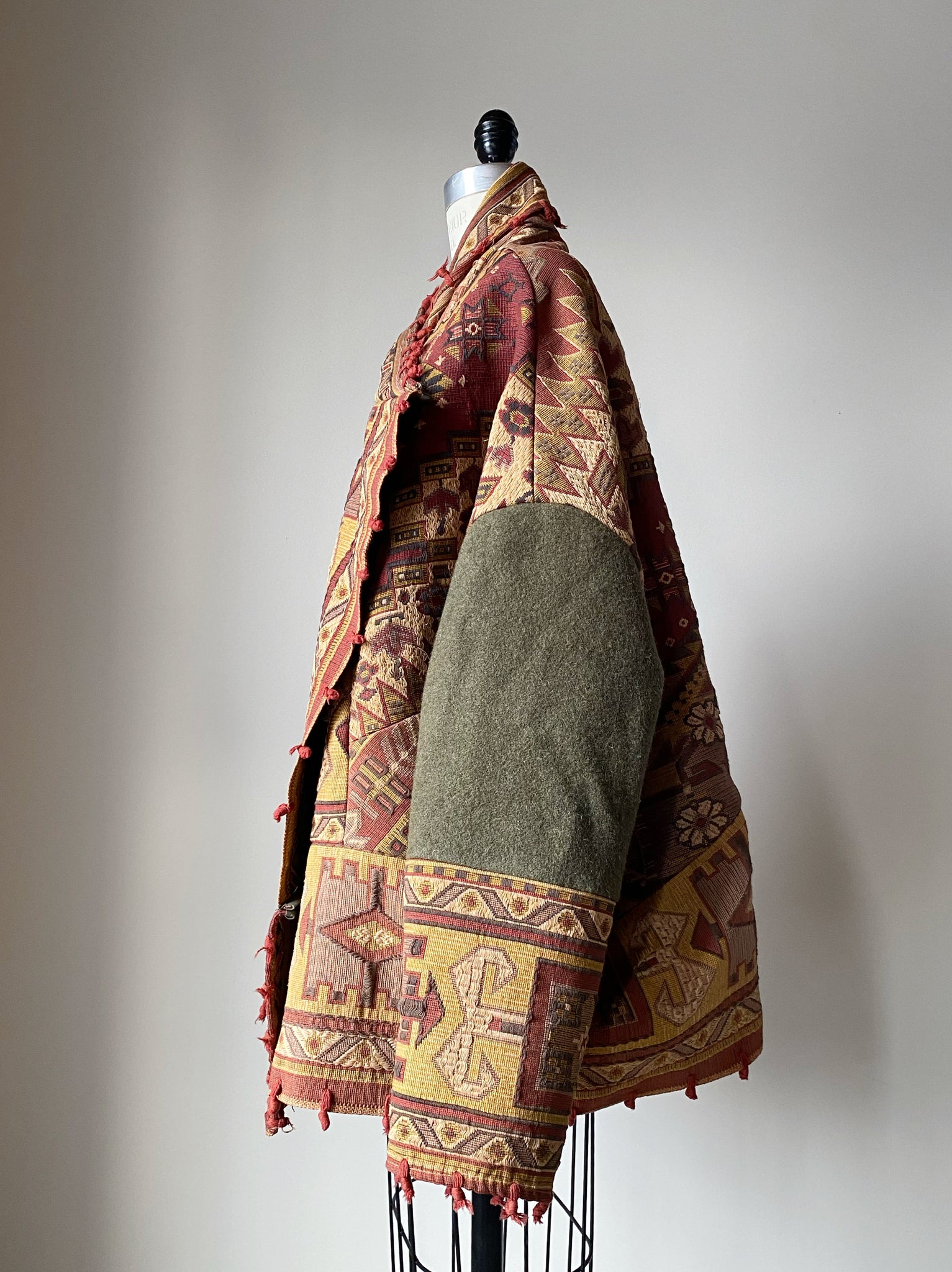 victorian jacquard and army blanket cocoon 4