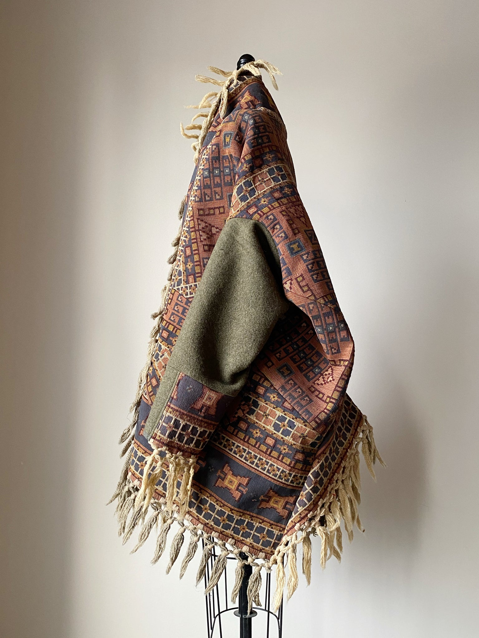 victorian jacquard and army blanket cocoon 5