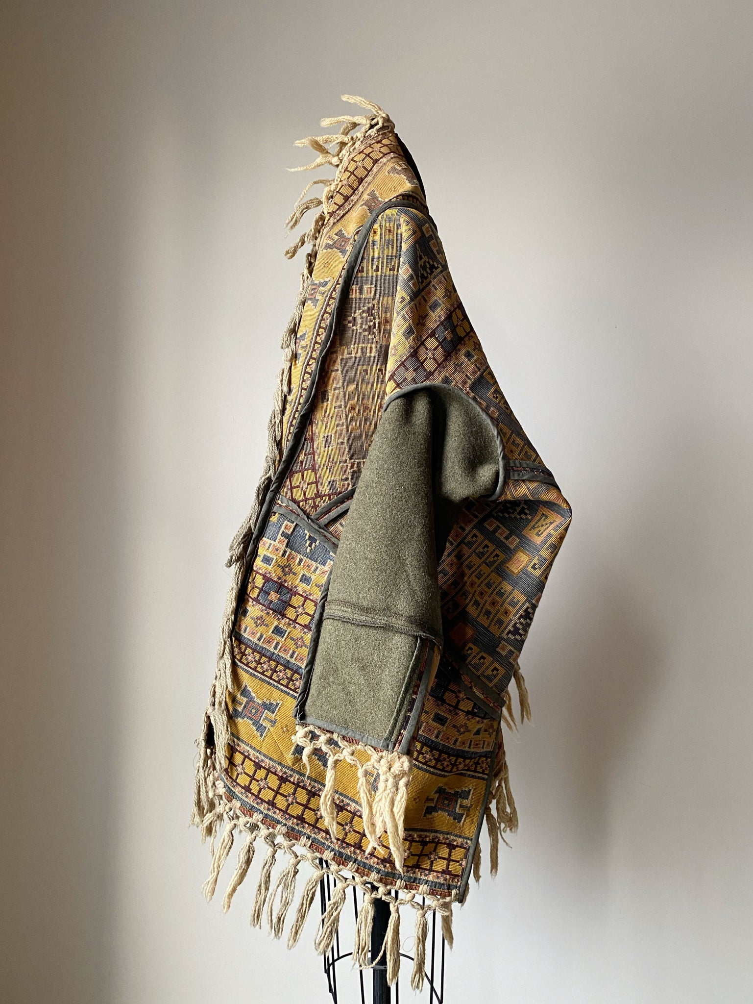 victorian jacquard and army blanket cocoon 5