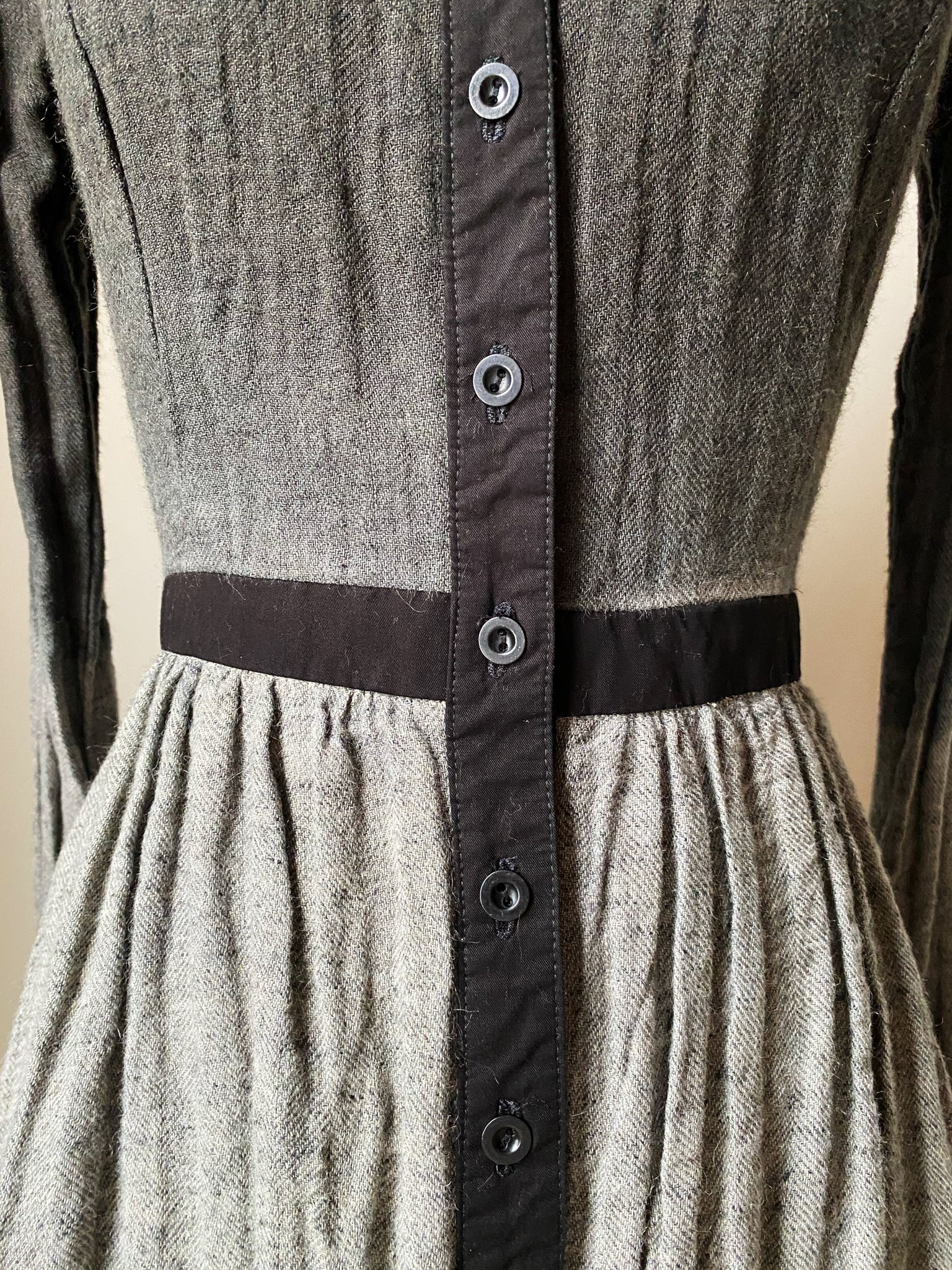 hand dyed herringbone linen tiered dress