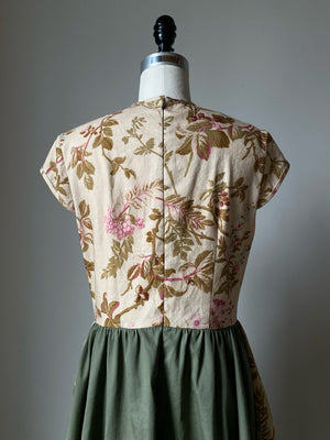 lillian dress in floral 19th cent. reproduction