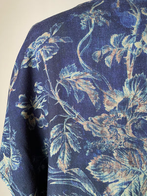 indigo floral cocoon dress