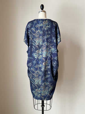 indigo floral cocoon dress