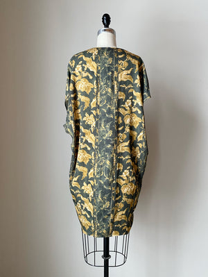 army floral toile cocoon dress