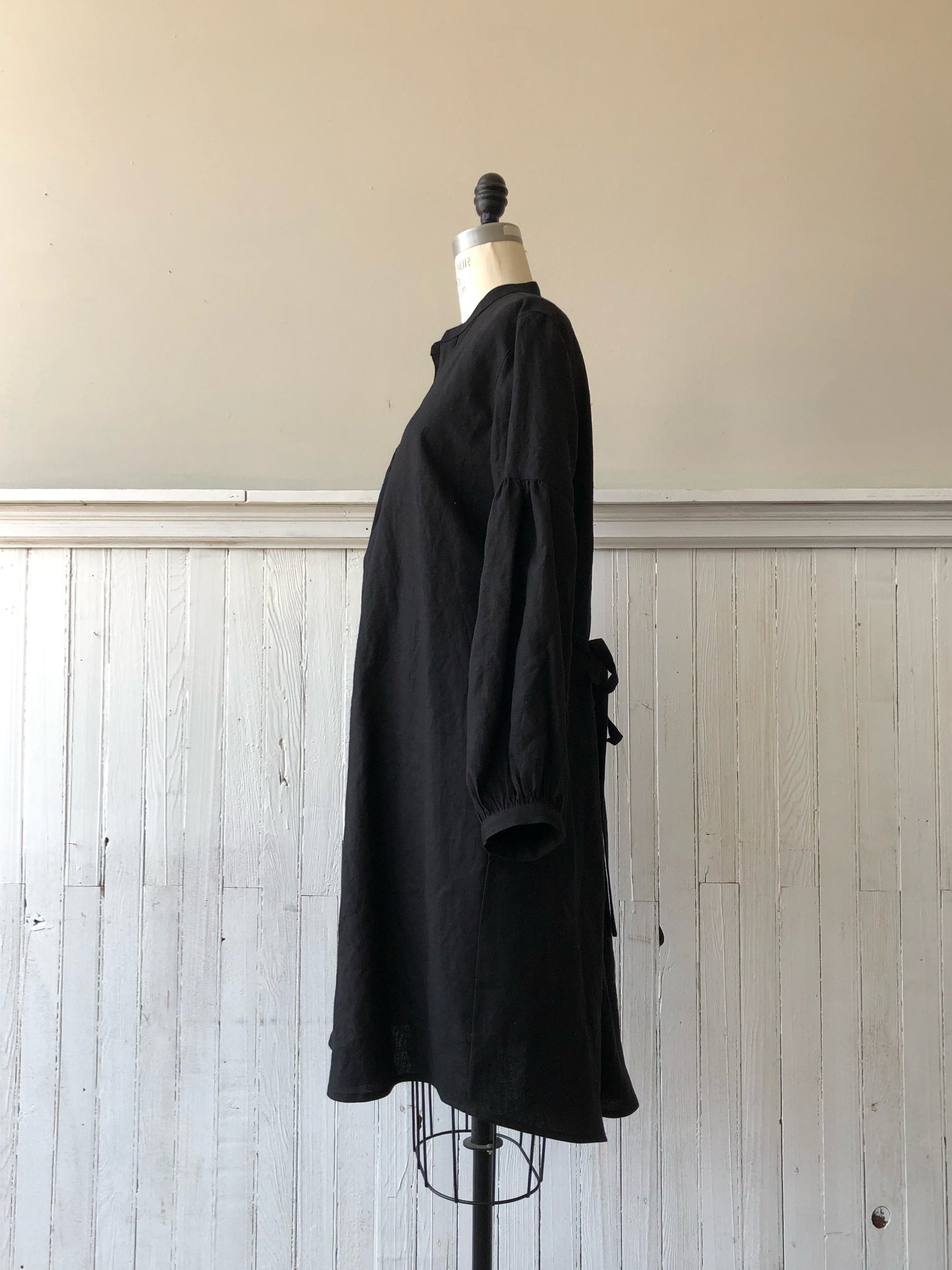 Esther smock dress in black hemp