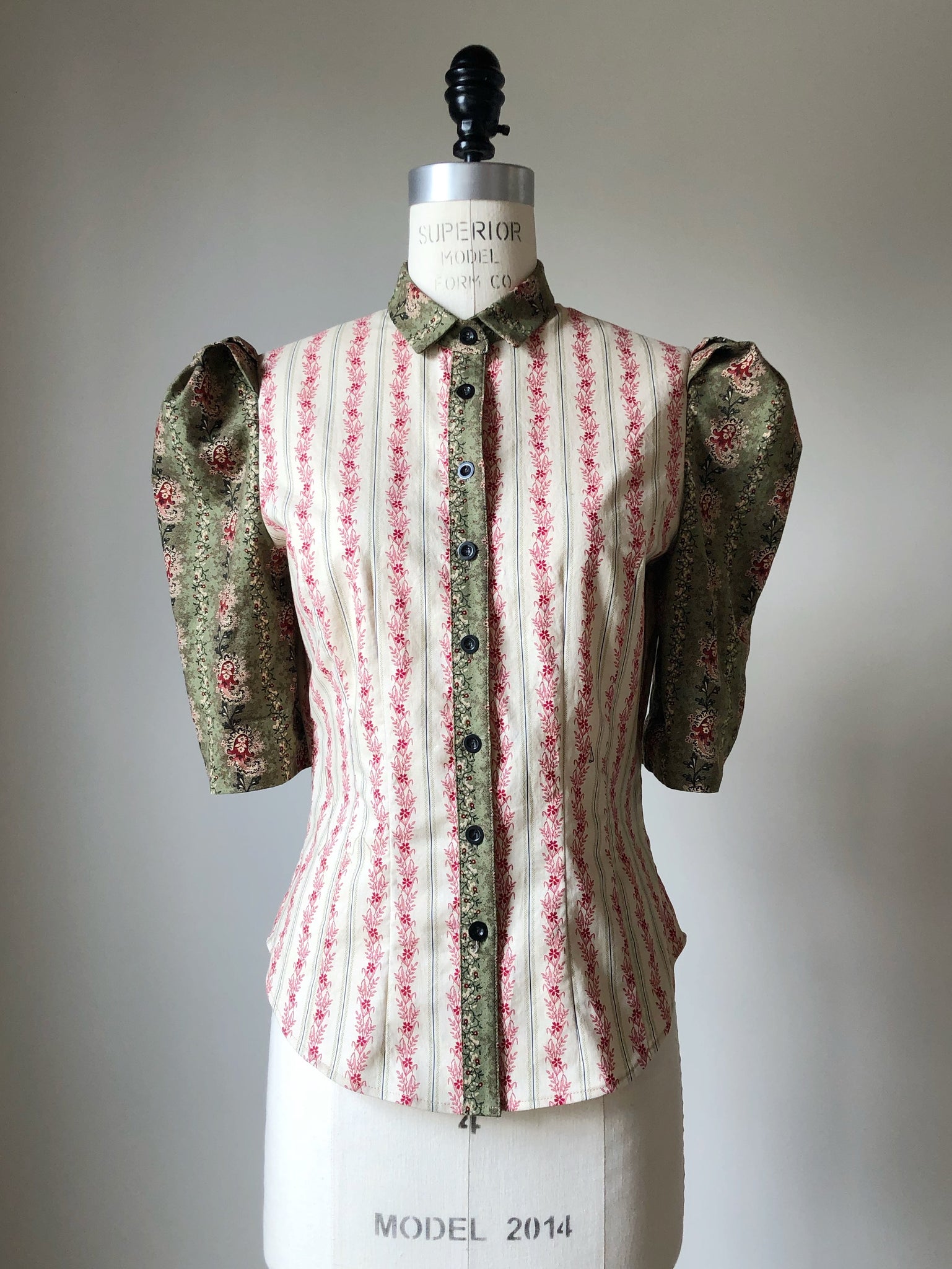 Lillian work shirt in 19th century reproduction prints